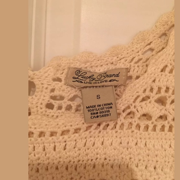 Lucky Brand Crochet White Top . 100% Cotton. - Picture 3 of 7